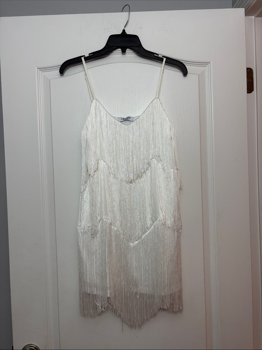 Lavish White Fringe Slip Dress